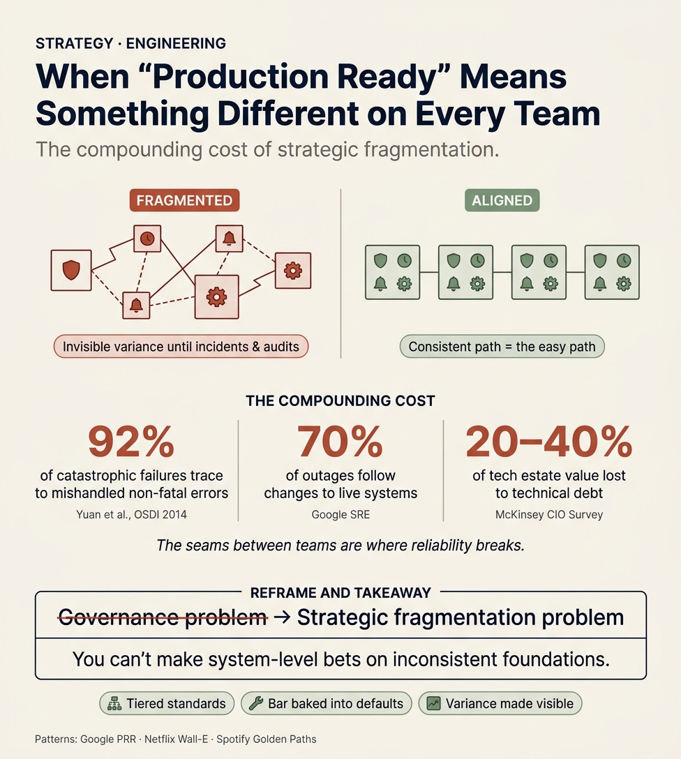 The compounding cost of having no shared definition of 'production readiness' across teams