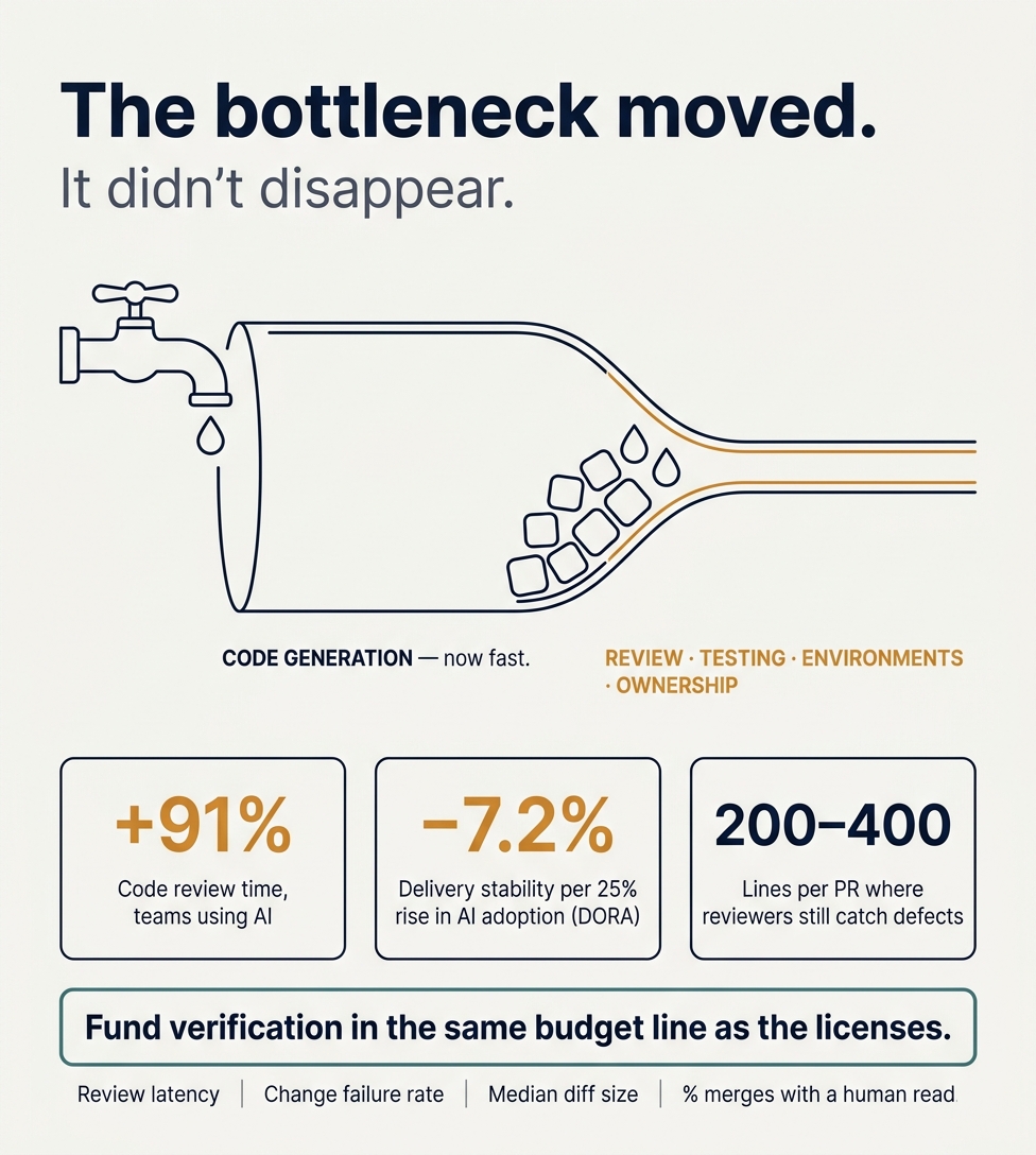 The bottleneck AI coding assistants moved rather than removed