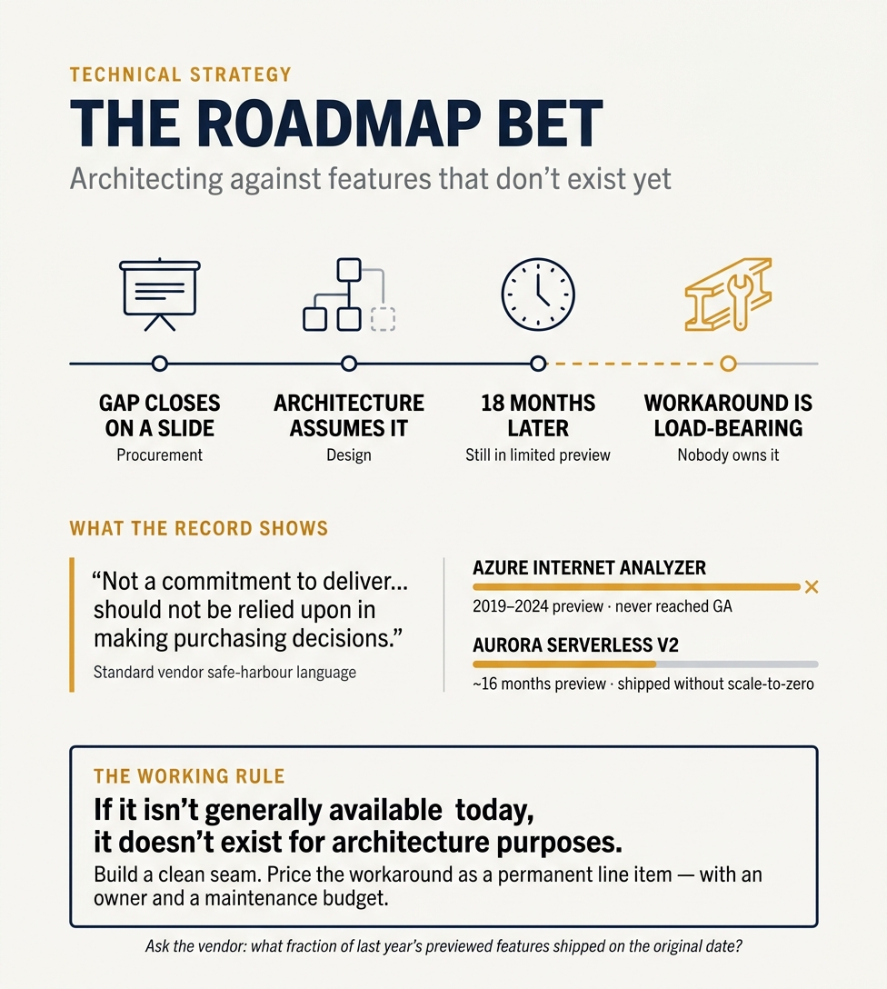 Why designing against a vendor's roadmap is one of the most under-scrutinized bets in technical strategy